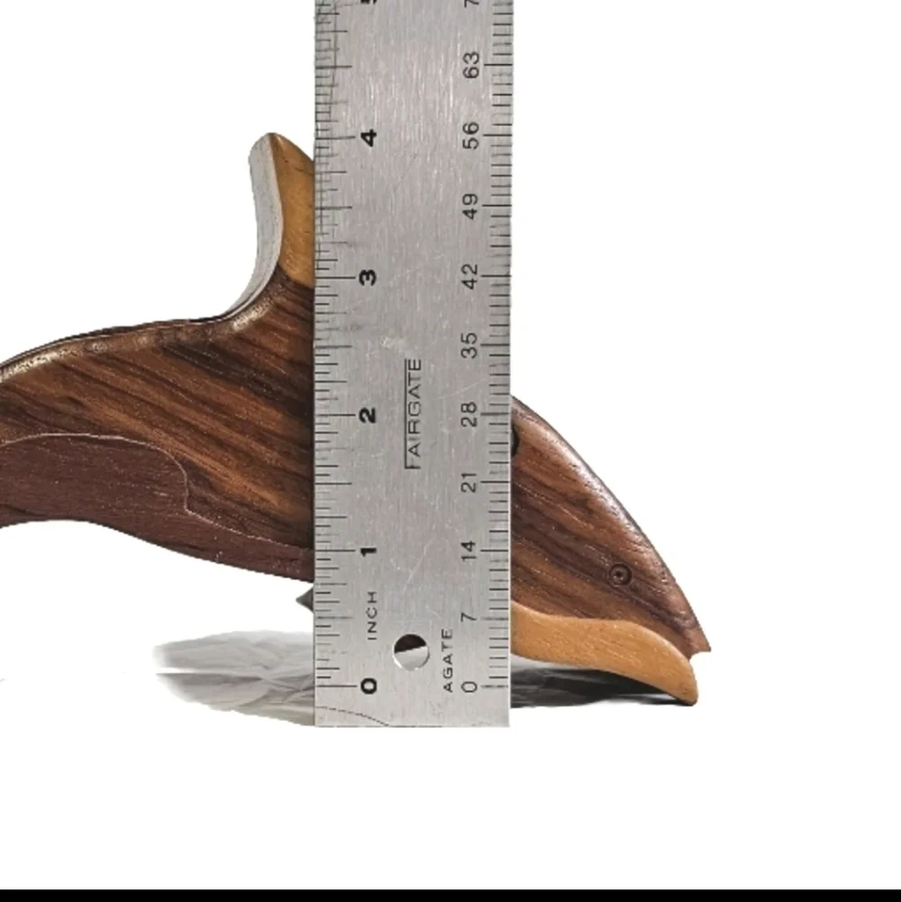 Wooden Dolphin Fish Intarsia Puzzle Secret Chamber Handcrafted Jewelry Brown Box